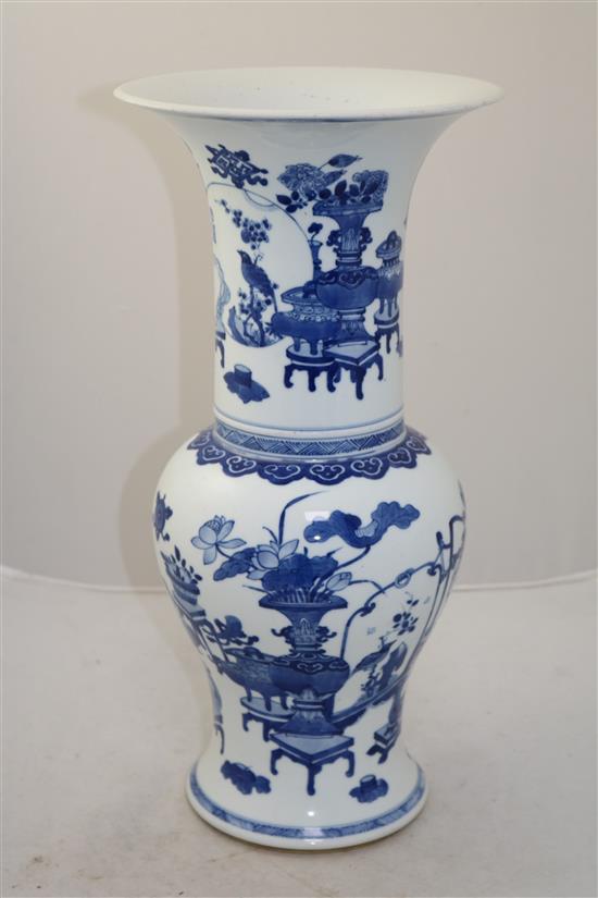 A Chinese blue and white yen-yen vase, probably Kangxi period, height 44.5cm